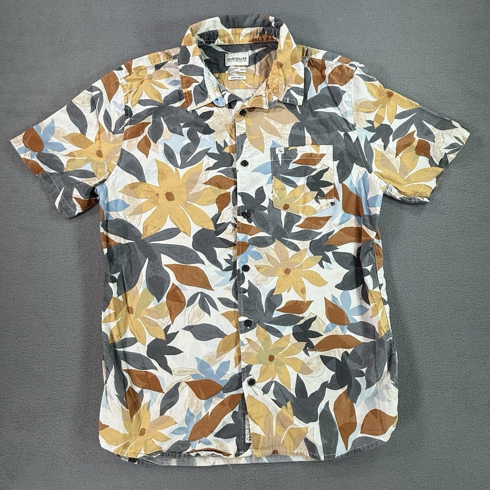 Quicksilver Hawaiian Men's Small Regular Fit Floral Printed Button Down Shirt